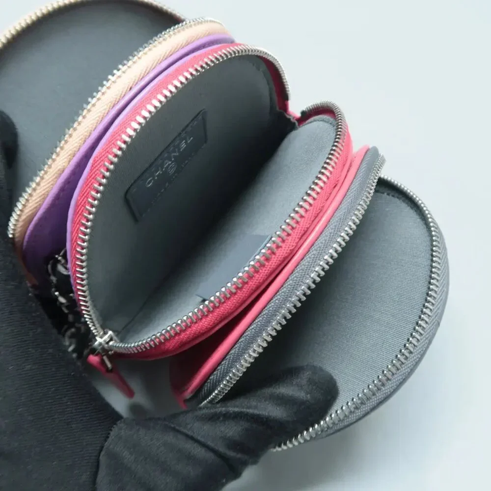 100% Authentic CHANEL Gray&Pink Leather Shoulder Bag 1596-101424 - Picture 9 of 12